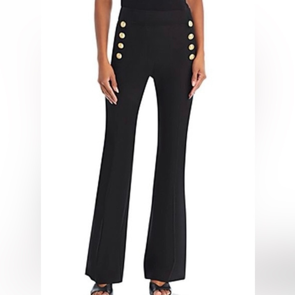 Magaschoni Black Sailor Button Detail Pants Size 6 Excellent Condition